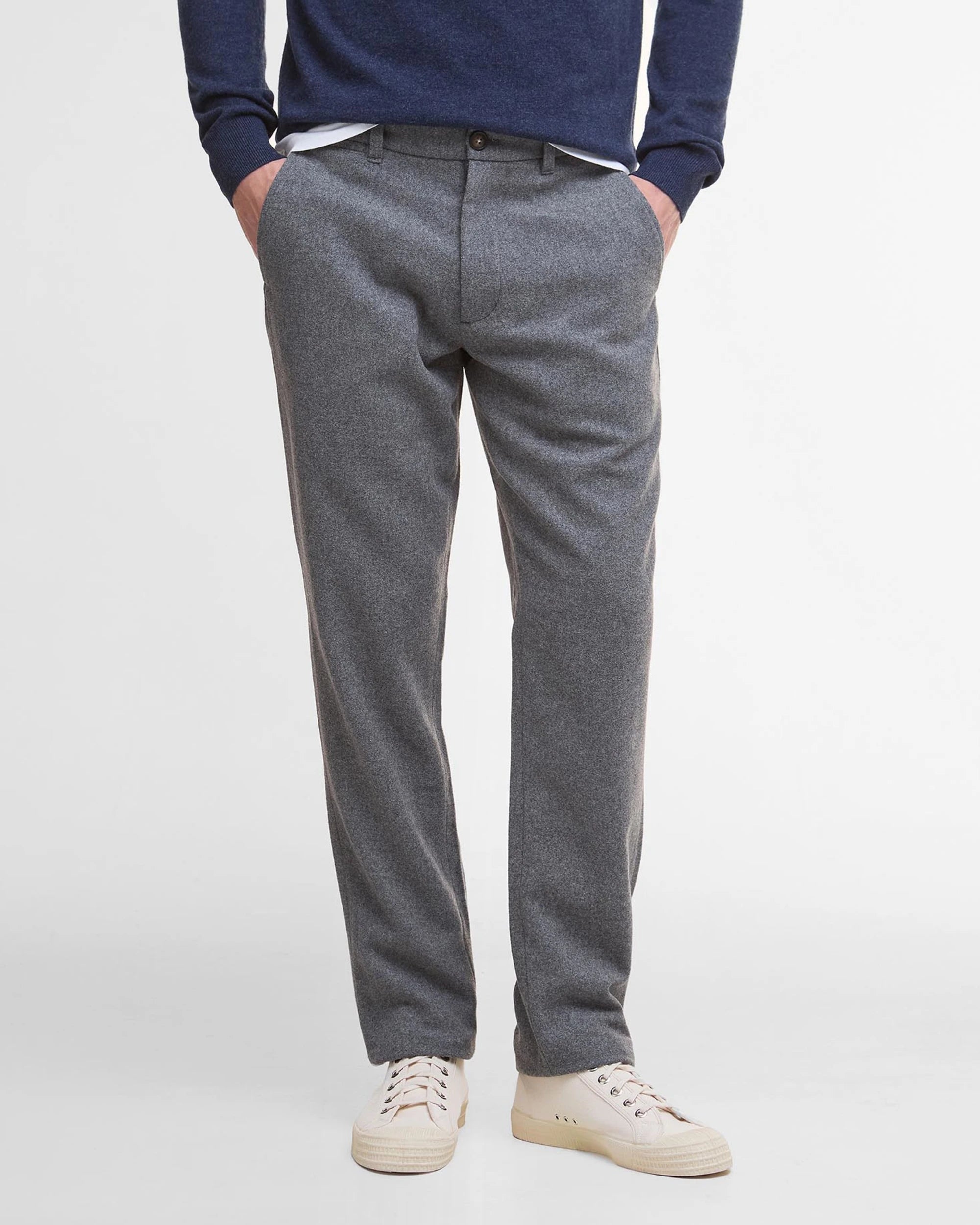 Barbour Wool Blend Tailored Trousers - Grey Marl