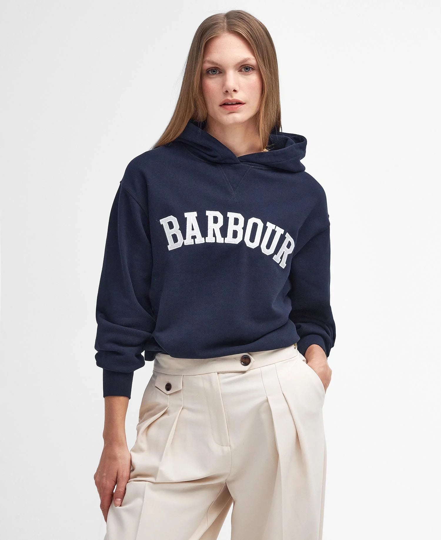 Barbour Northumberland Hoodie - Navy/White