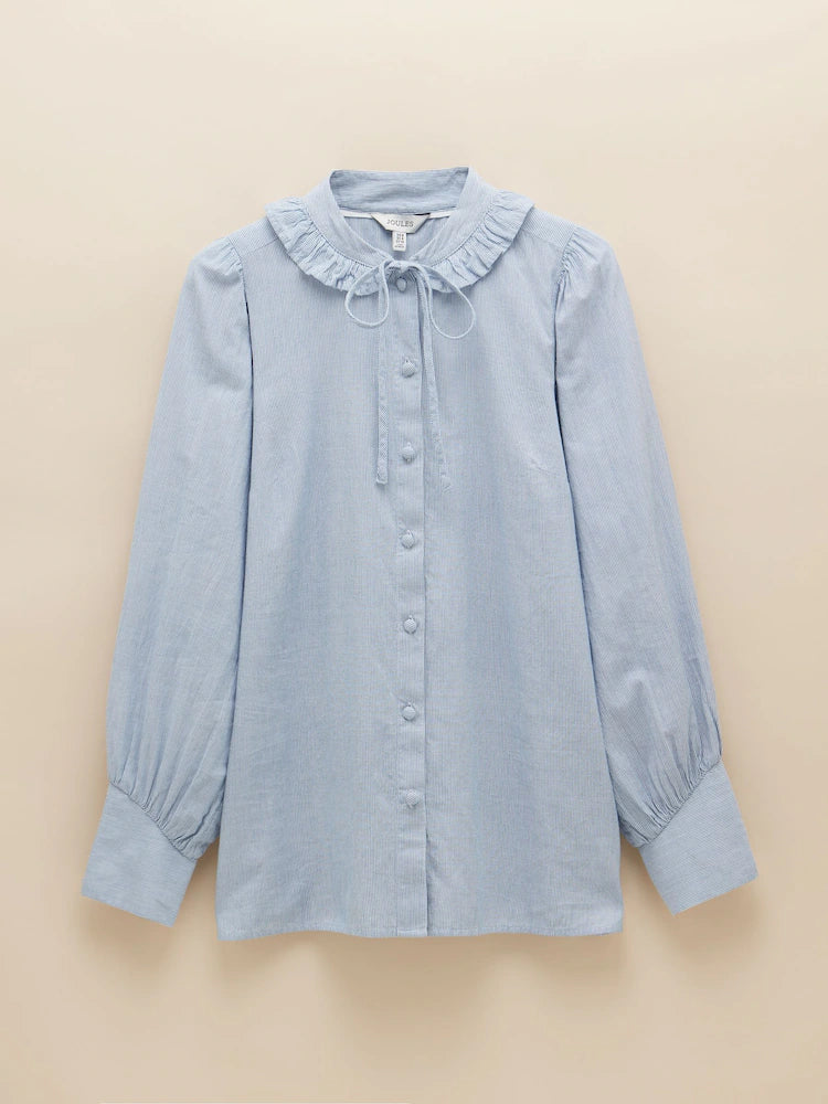 Joules Harper Blue & White Tie Neck Blouse