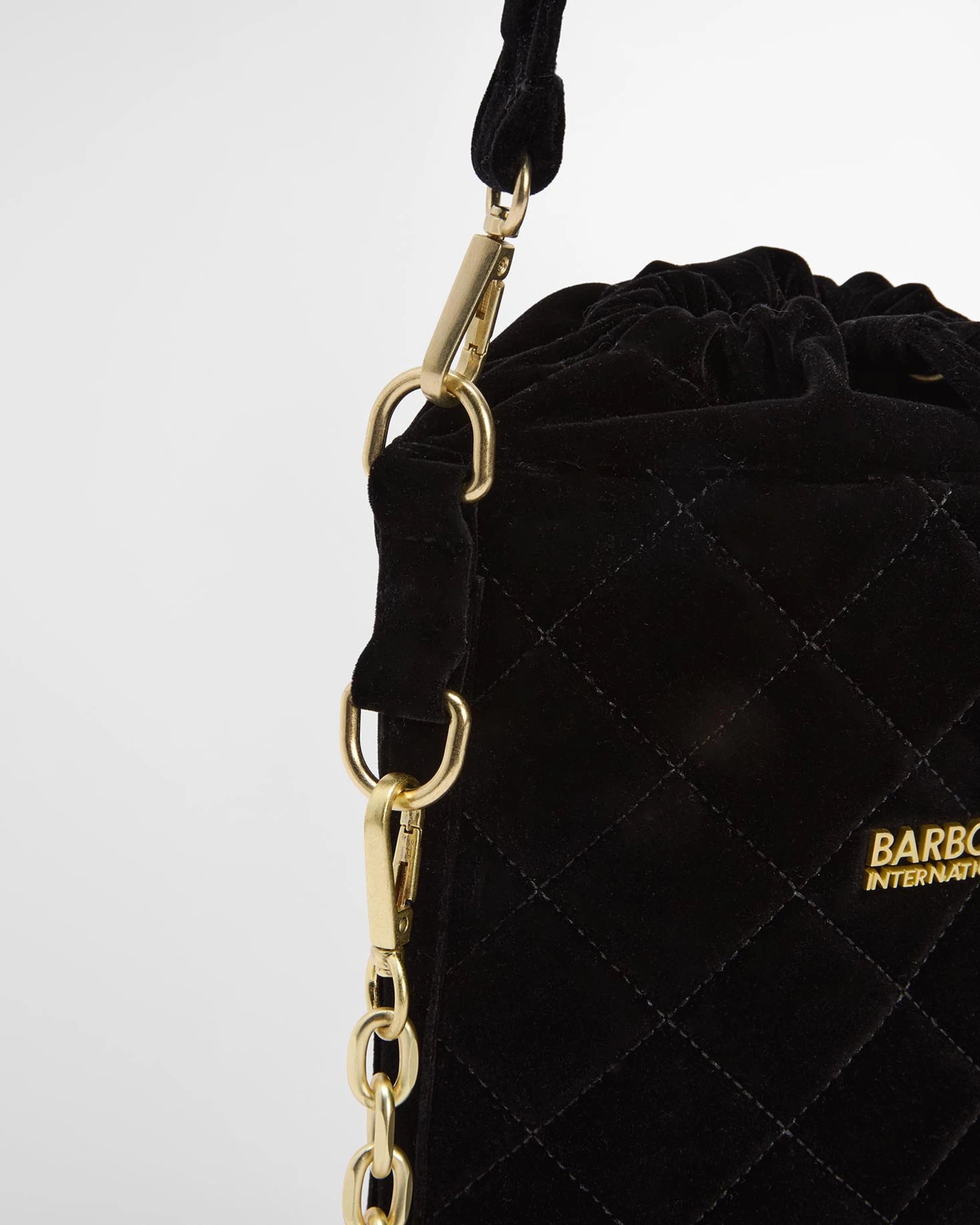 Barbour International Quilted Balham Mini Bucket Bag - Velvet Black