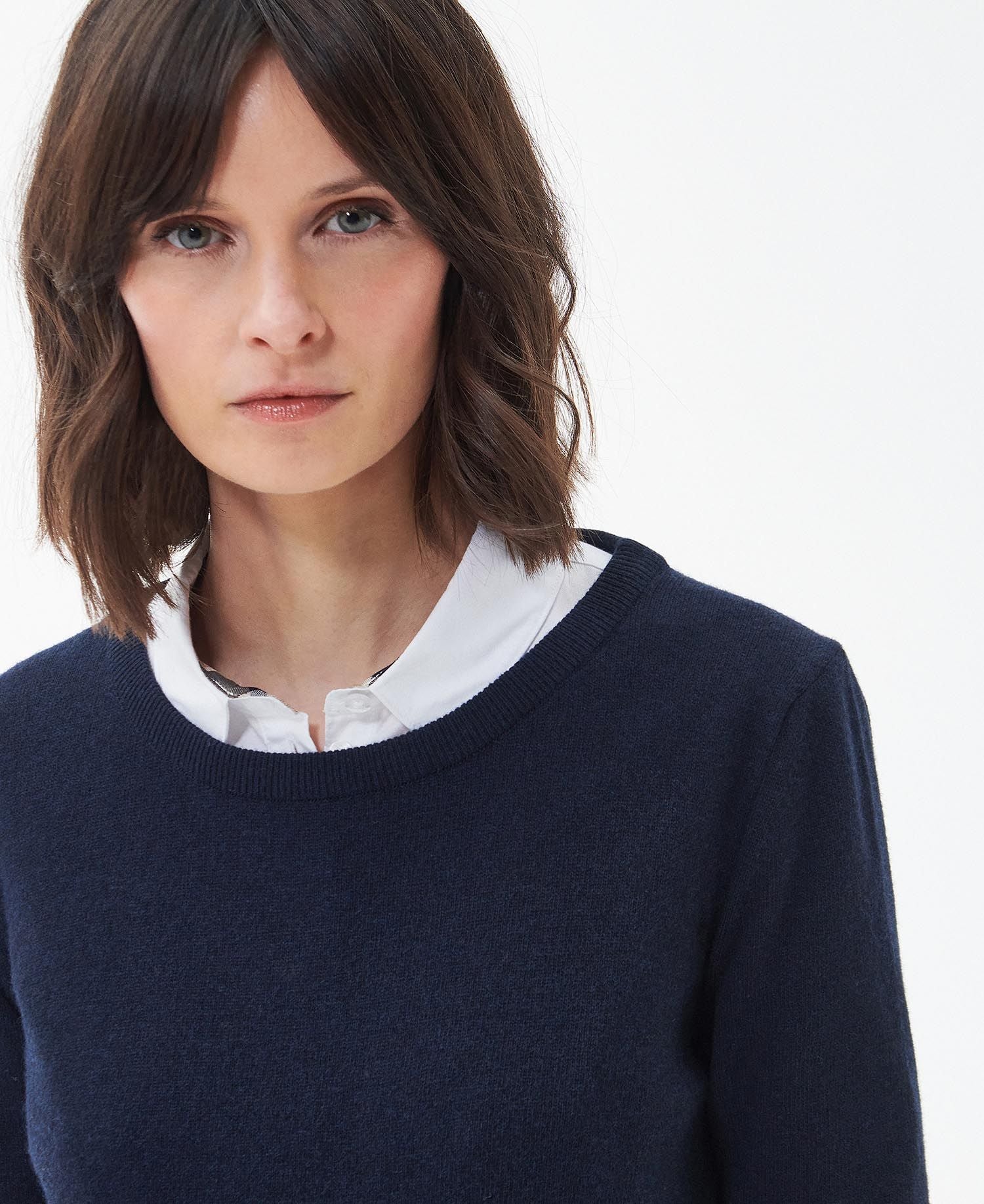Barbour Pendle Crew Knit - Navy/Fawn