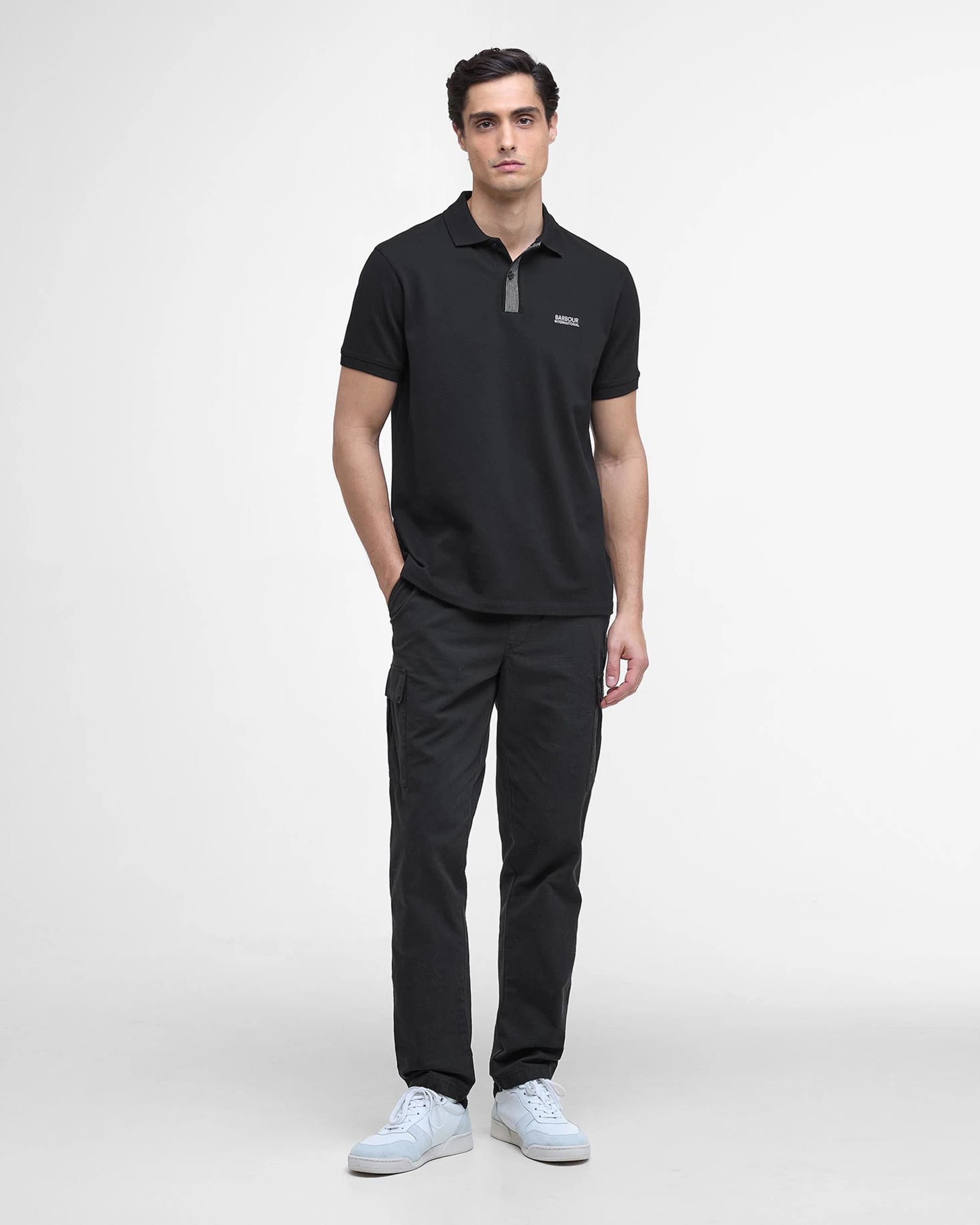 Barbour International Baynes Knit Placket Polo Shirt - Black