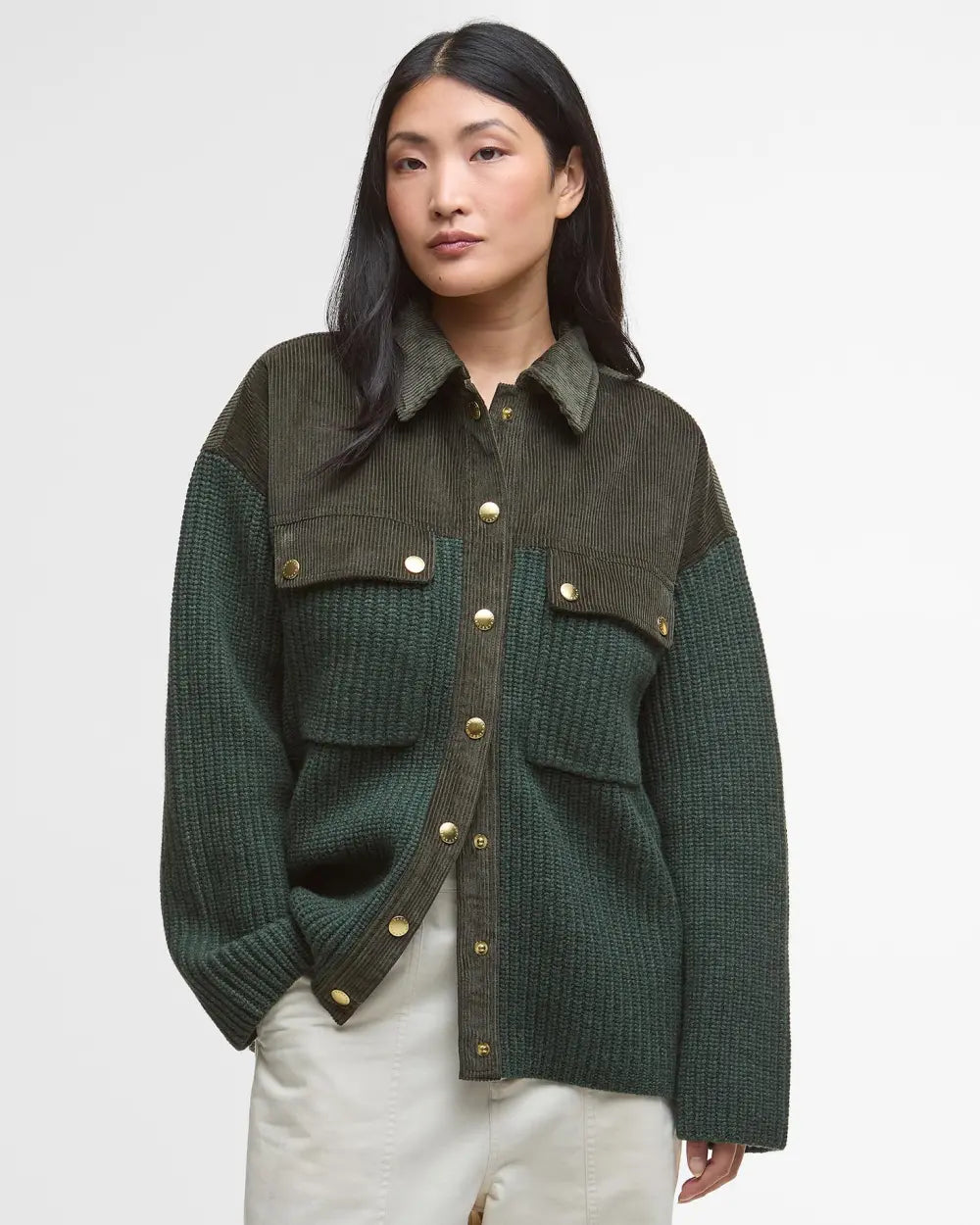 Barbour International Maxine Knitted Overshirt - Olive