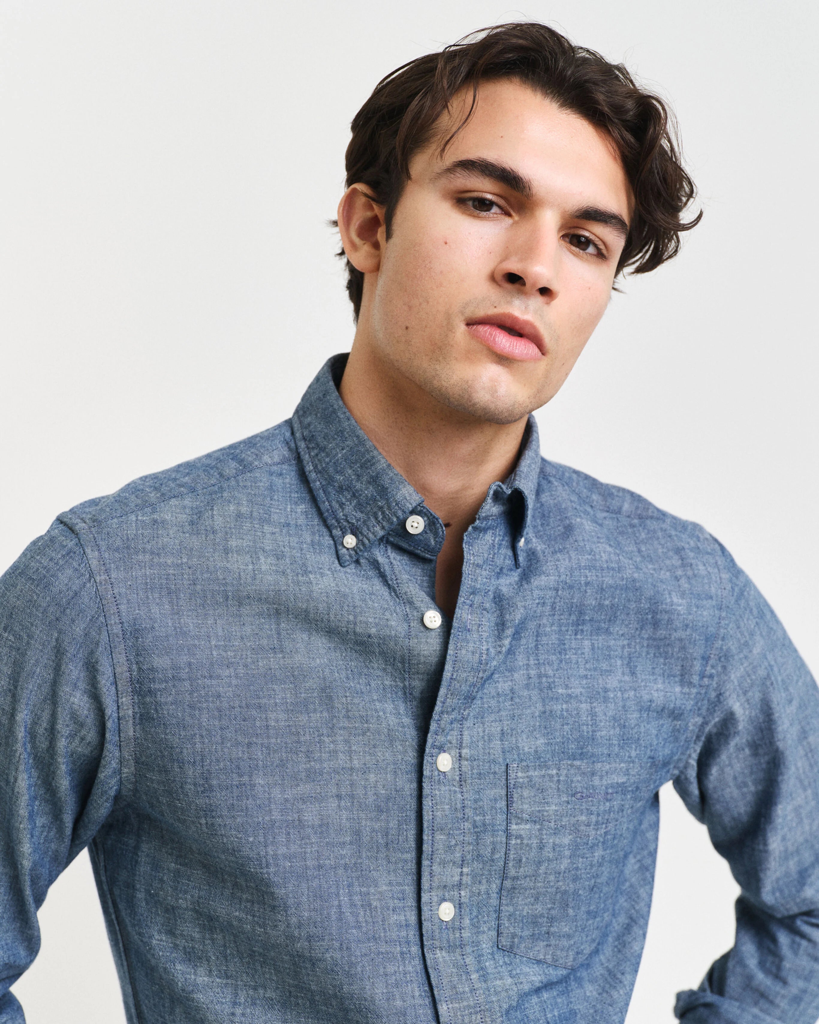 Gant Regular fit Indigo Chambray Shirt - Mid Blue