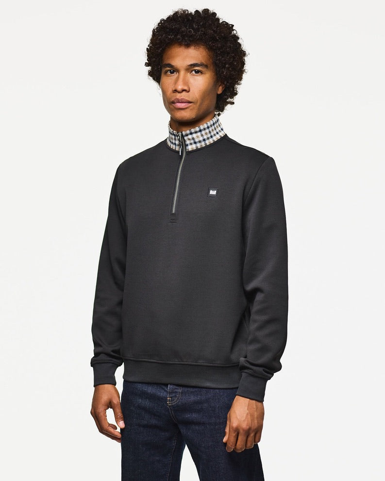 Weekend Offender Henson Jacquard Rib 1/4 Zip - Black