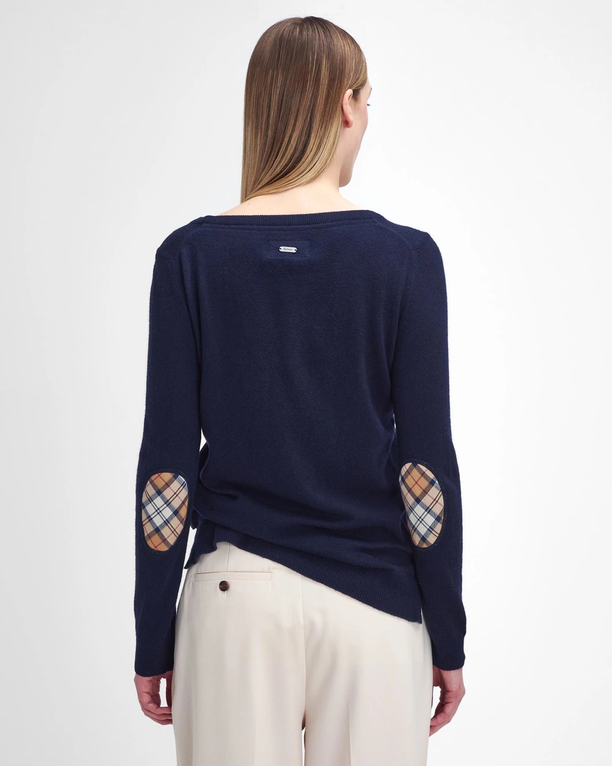 Barbour Pendle Crew Neck Jumper - Navy/Hessian Tartan