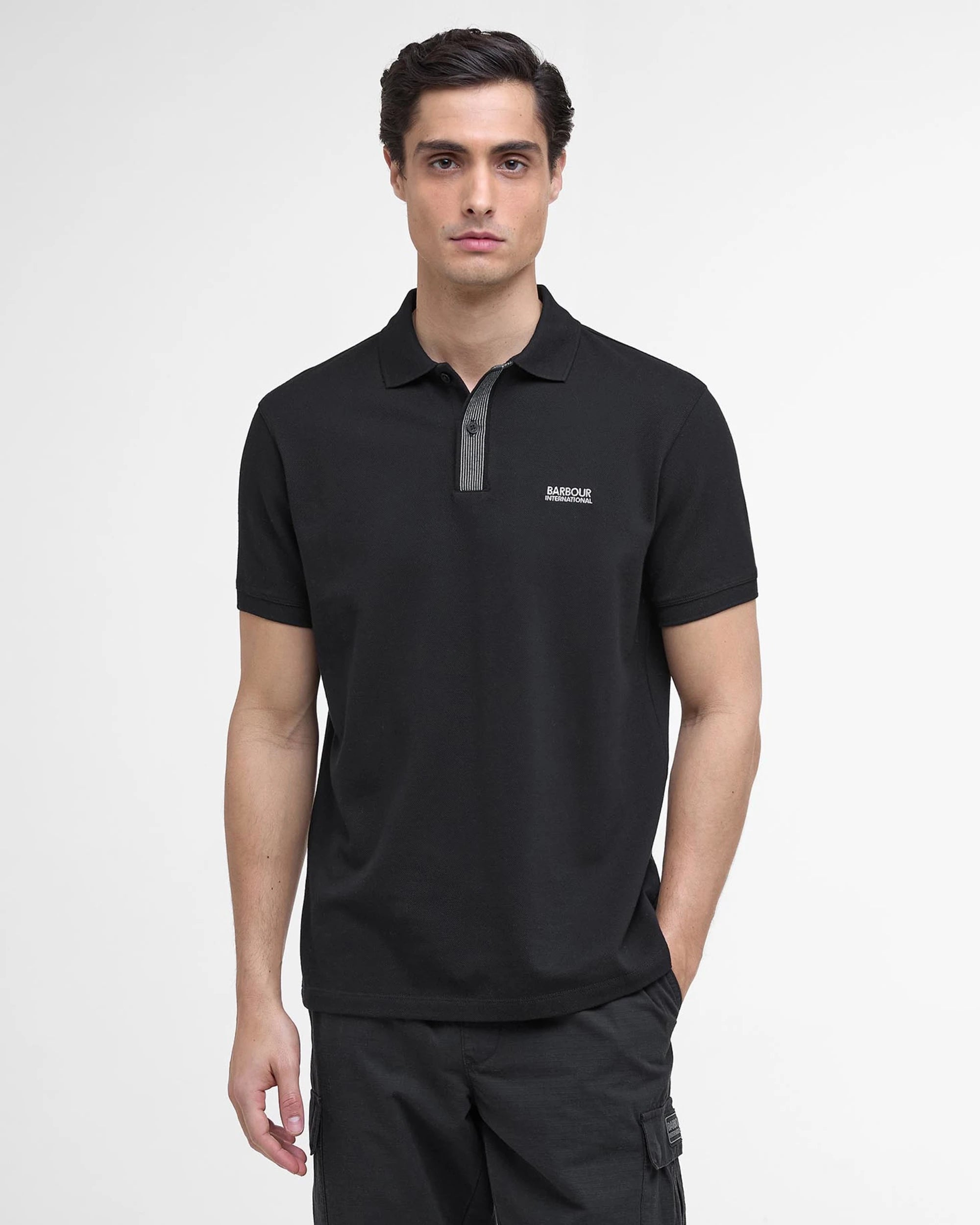 Barbour International Baynes Knit Placket Polo Shirt - Black