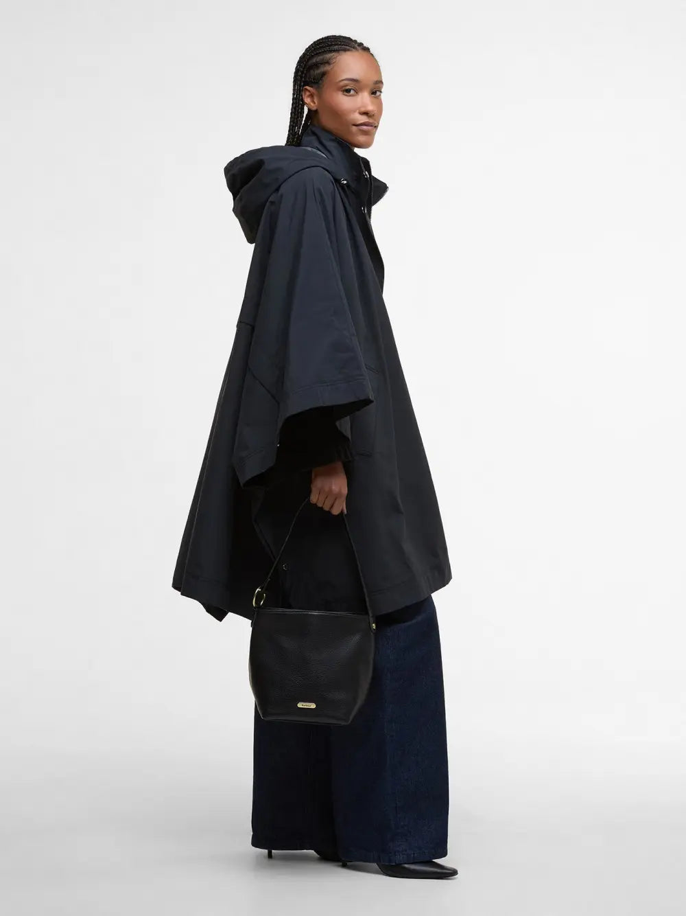 Barbour Cedar Leather Bucket Bag - Black