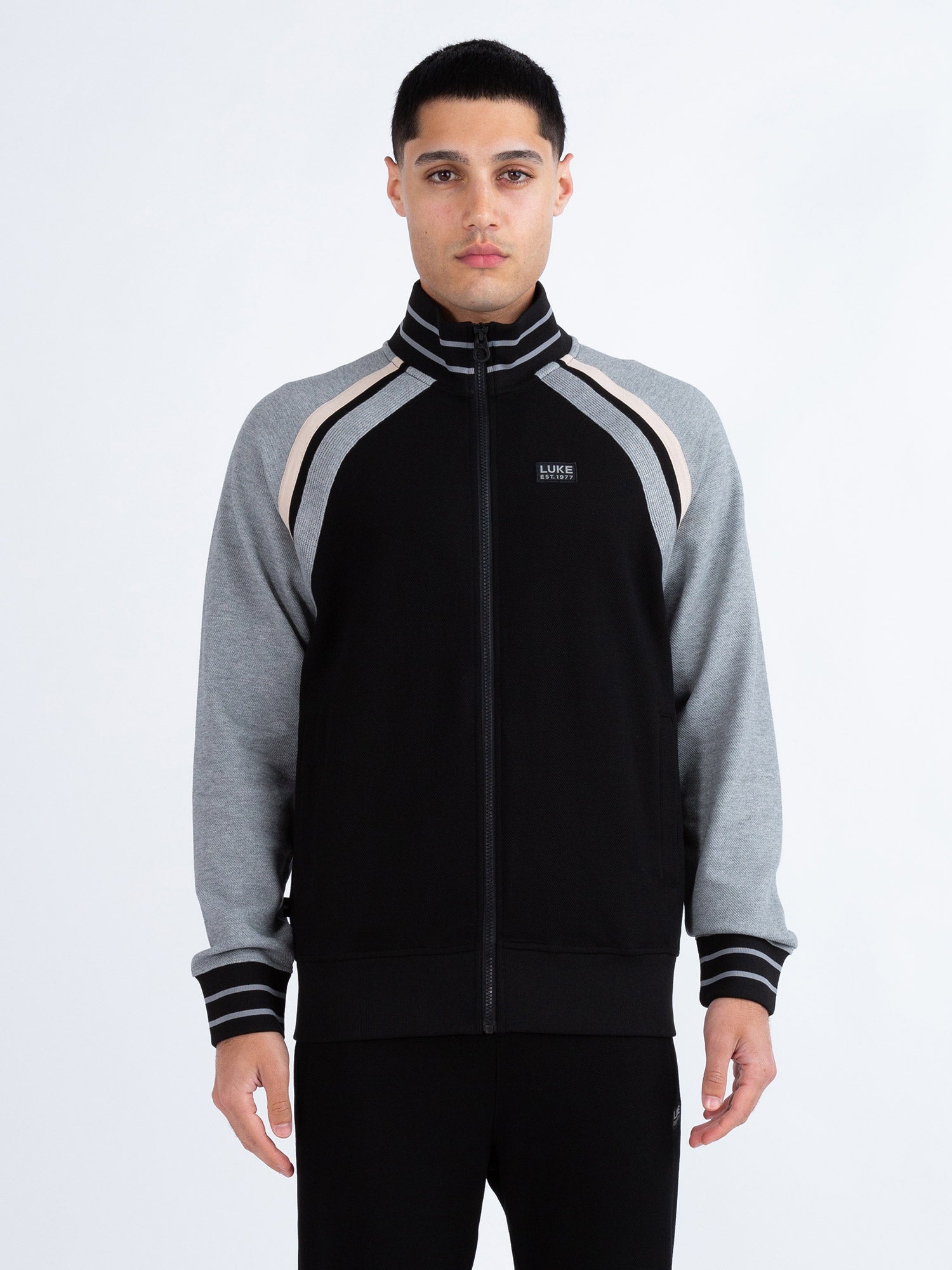 Luke Malone Zip Through Sweat - Black