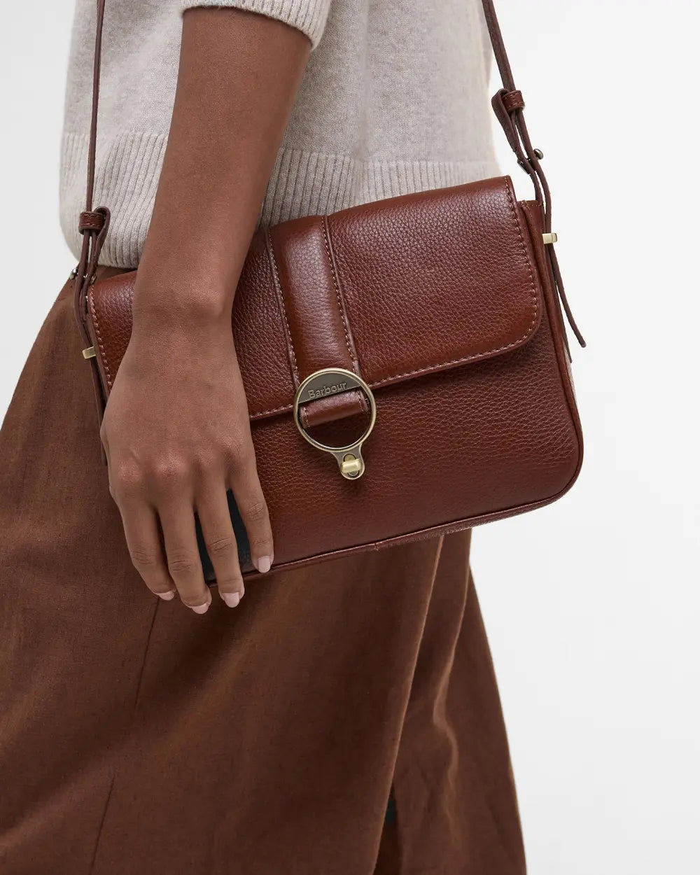 Barbour Rosa Leather Crossbody Bag - Brown