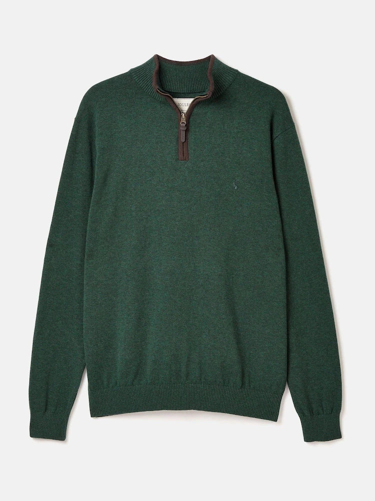 Joules Hillside Dark Green Quarter Zip Knitted Jumper