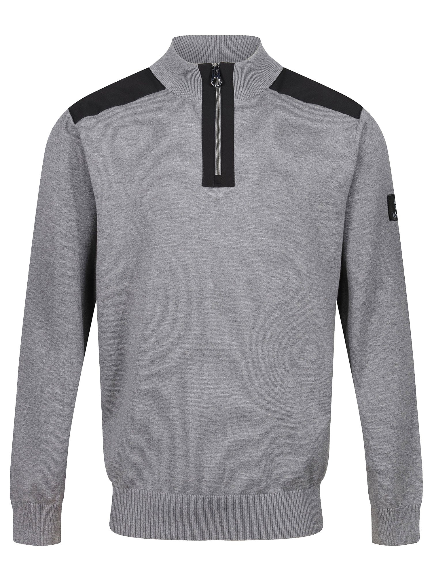 Luke 1977 Heddon Funnel Neck Half Zip Jumper - Mid Grey