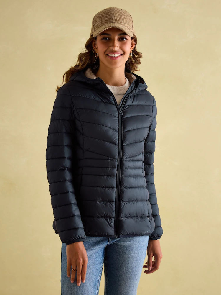 Joules Kenley Navy Showerproof Padded Coat with Hood - Navy
