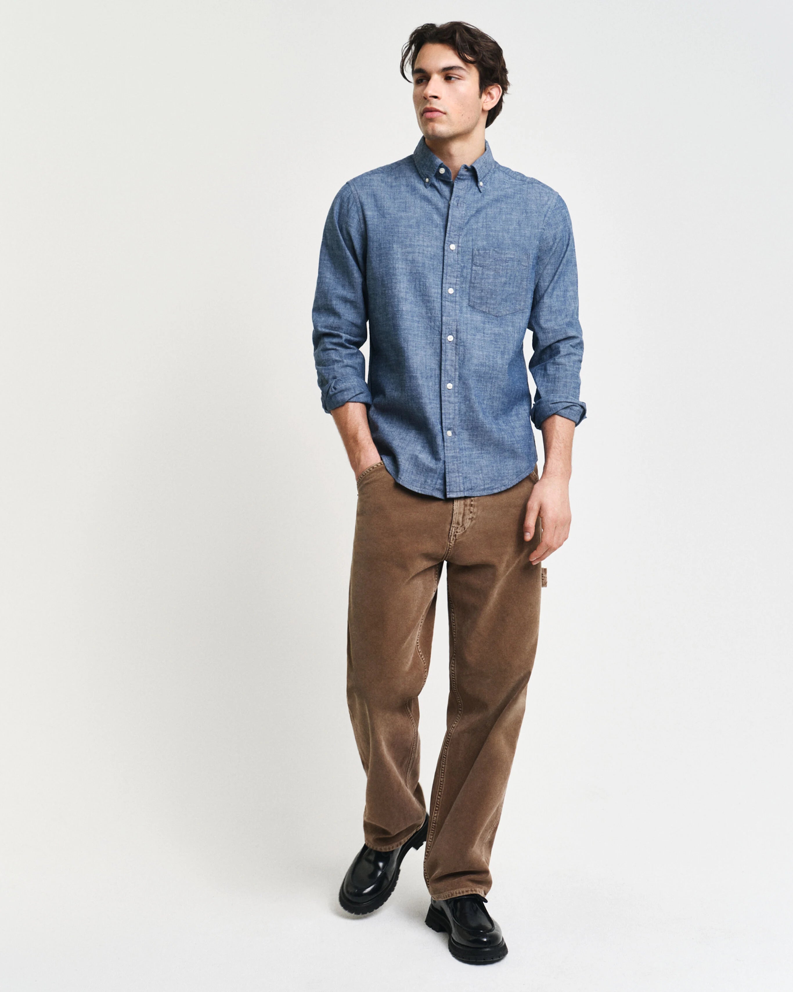 Gant Regular fit Indigo Chambray Shirt - Mid Blue
