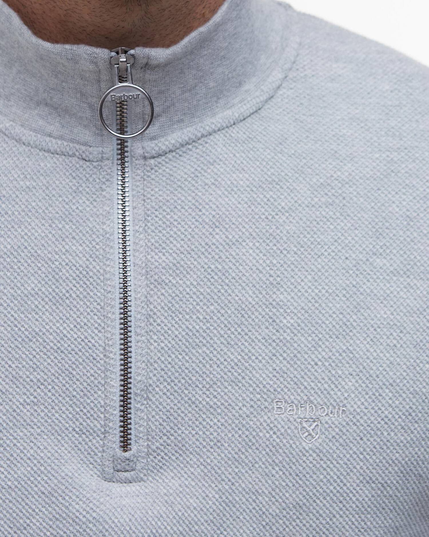 Barbour Pique Interlock Half Zip Sweatshirt - Grey Marl