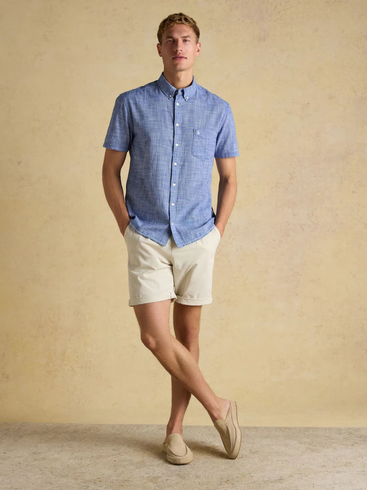 Joules Blue Puppytooth Short Sleeve Classic Fit Shirt