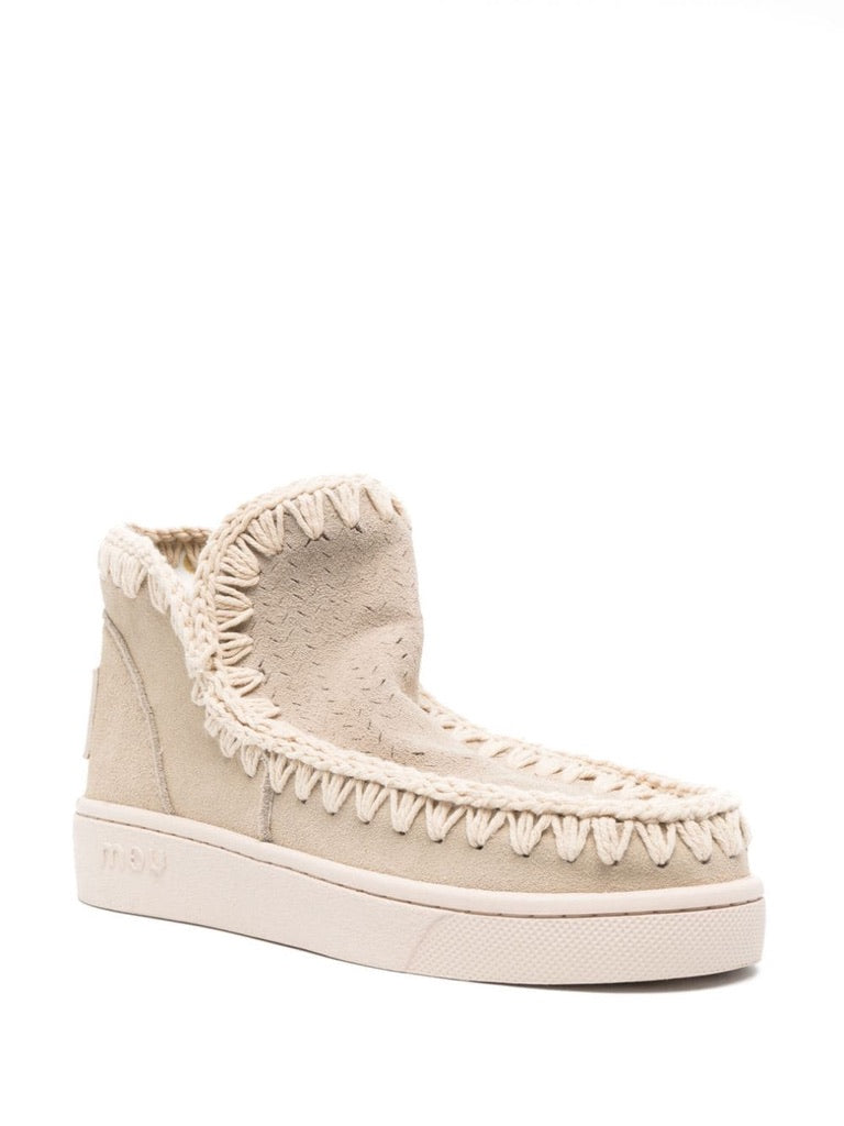 Mou Sneaker Suede all Monochrome Rubber Patch - Chalk