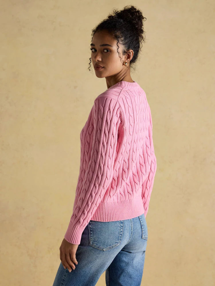 Joules Classic Cable Knit Jumper - Pink