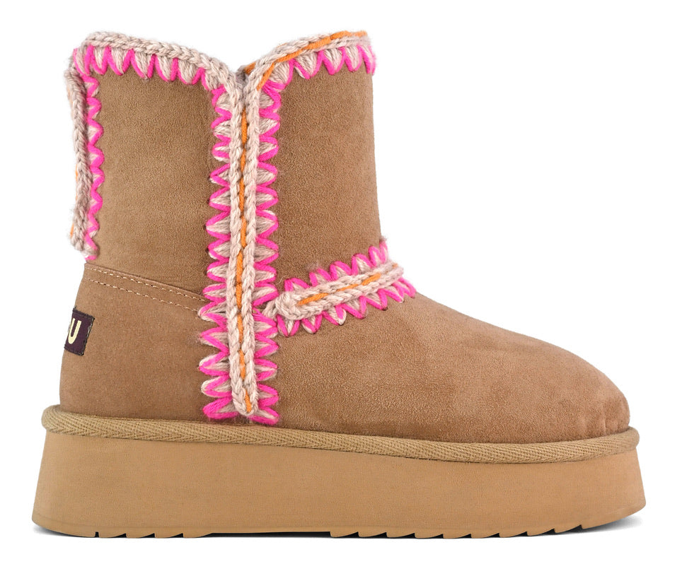 Mou Boots Norfolk Boot Platform - Pink Brown
