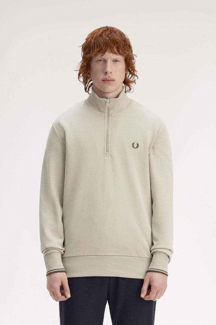 Fred Perry Half Zip Sweatshirt - Warm Oat
