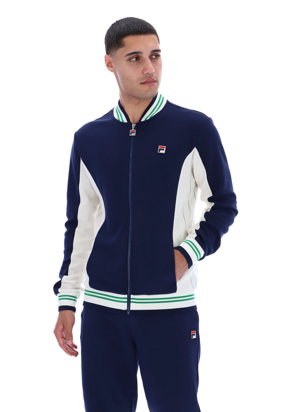Fila Settanta Baseball Track Jacket - Fila Navy/Gardenia/Green