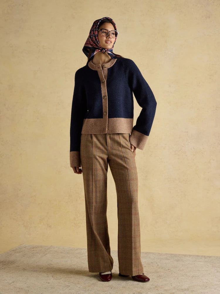 Joules Nora Navy/Tan Knitted Cardigan