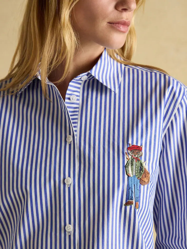 Joules Amilla Jonty Blue/White Boyfriend Fit Shirt