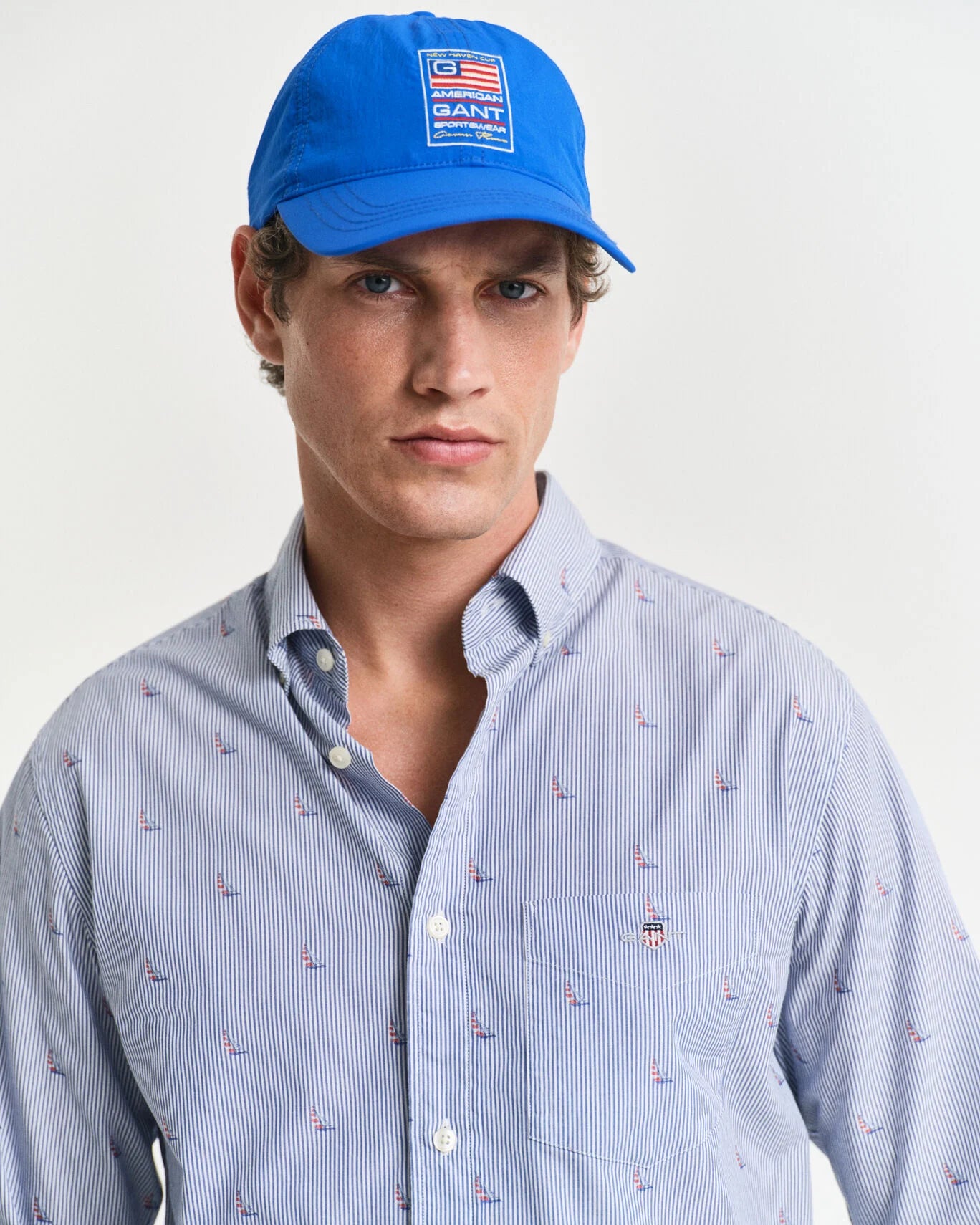 Gant Regular Fit Sailing Fil Coupe Shirt - College Blue