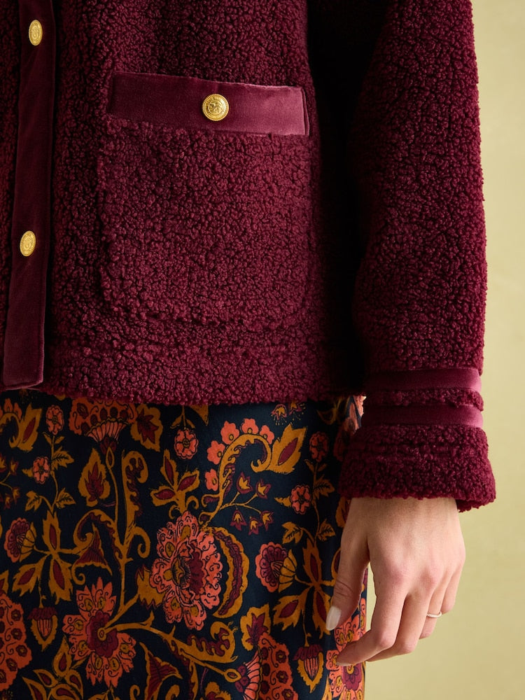 Joules Fleur Red Fleece Jacket