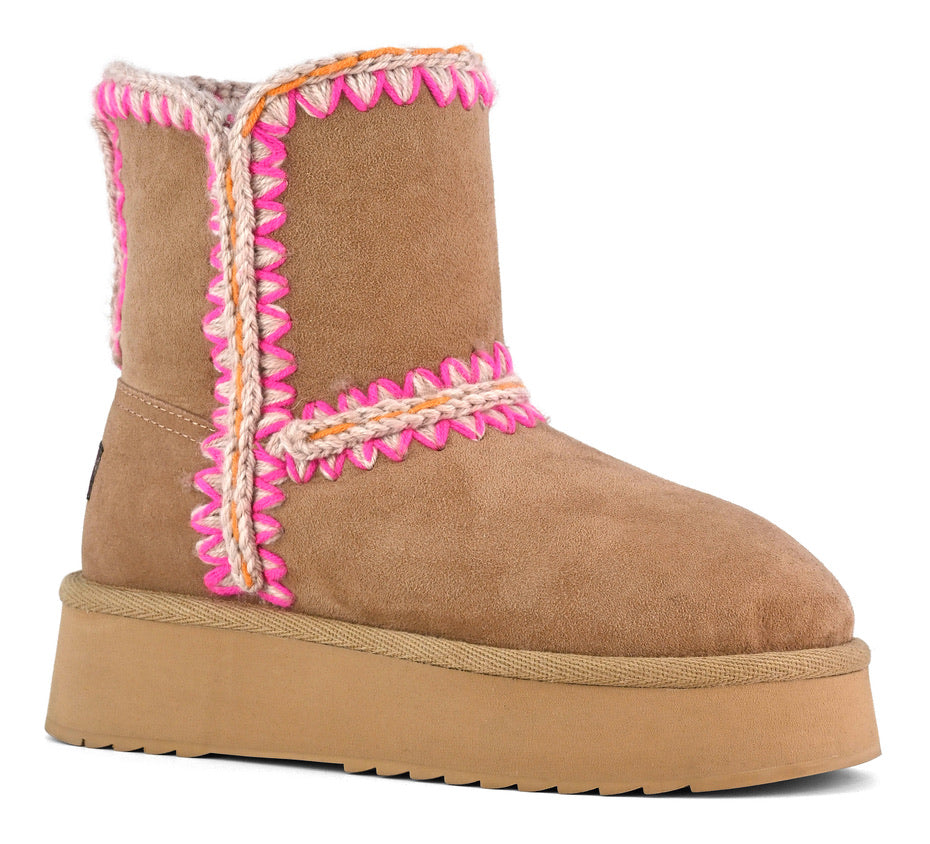 Mou Boots Norfolk Boot Platform - Pink Brown