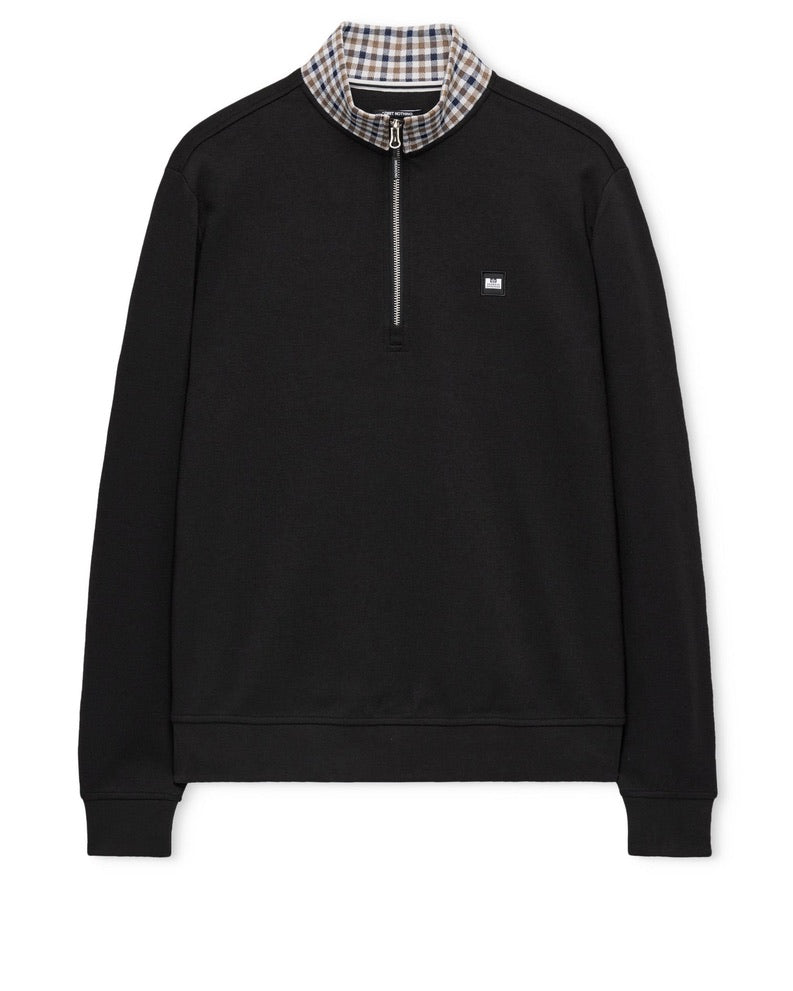Weekend Offender Henson Jacquard Rib 1/4 Zip - Black