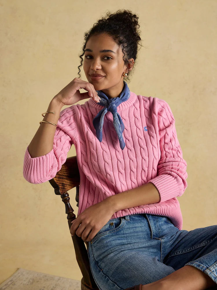 Joules Classic Cable Knit Jumper - Pink