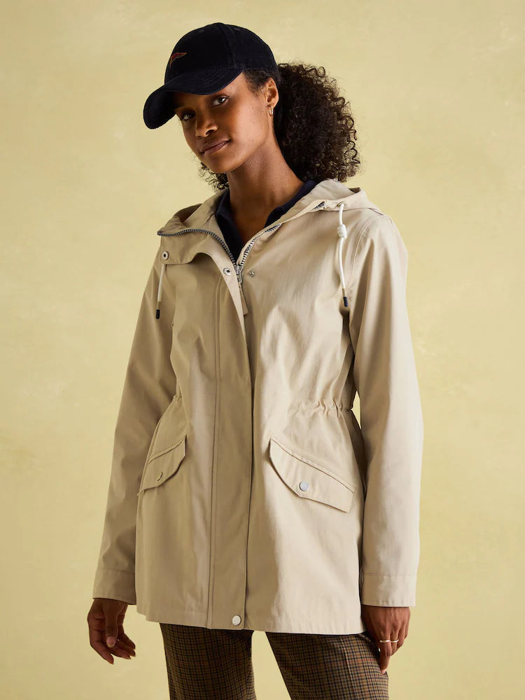 Joules Portwell Neutral Waterproof Raincoat With Hood