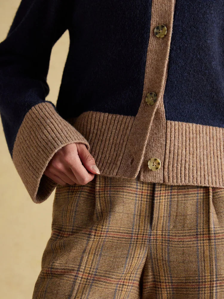Joules Nora Navy/Tan Knitted Cardigan