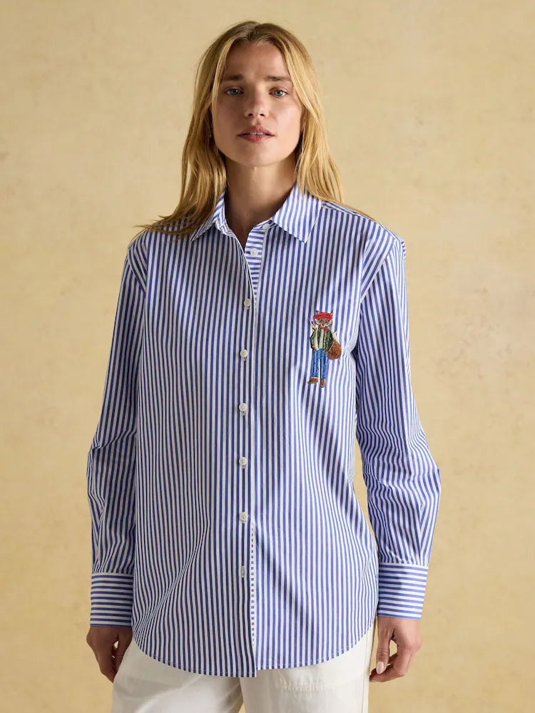 Joules Amilla Jonty Blue/White Boyfriend Fit Shirt