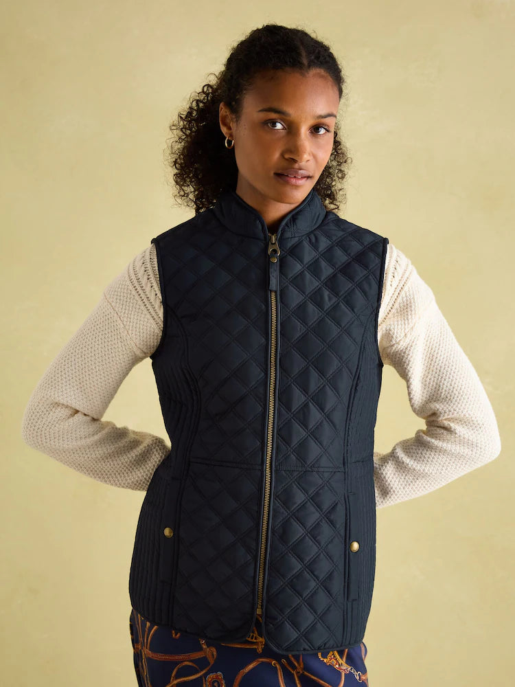 Joules Minx Navy Blue Showerproof Diamond Quilted Gilet - Navy