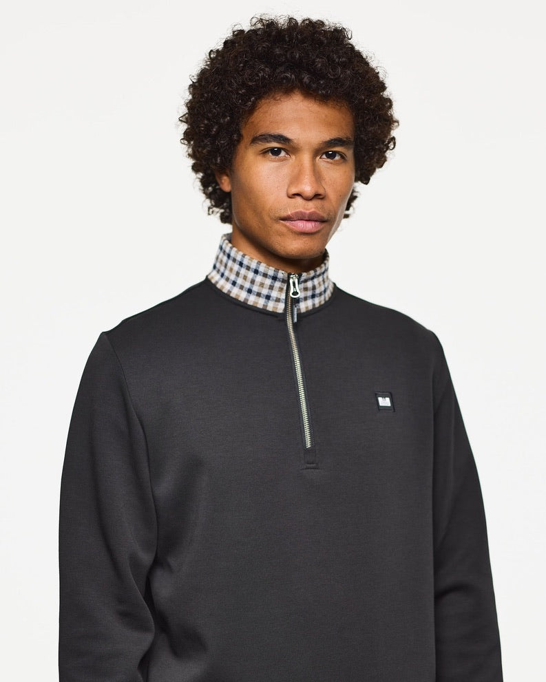 Weekend Offender Henson Jacquard Rib 1/4 Zip - Black