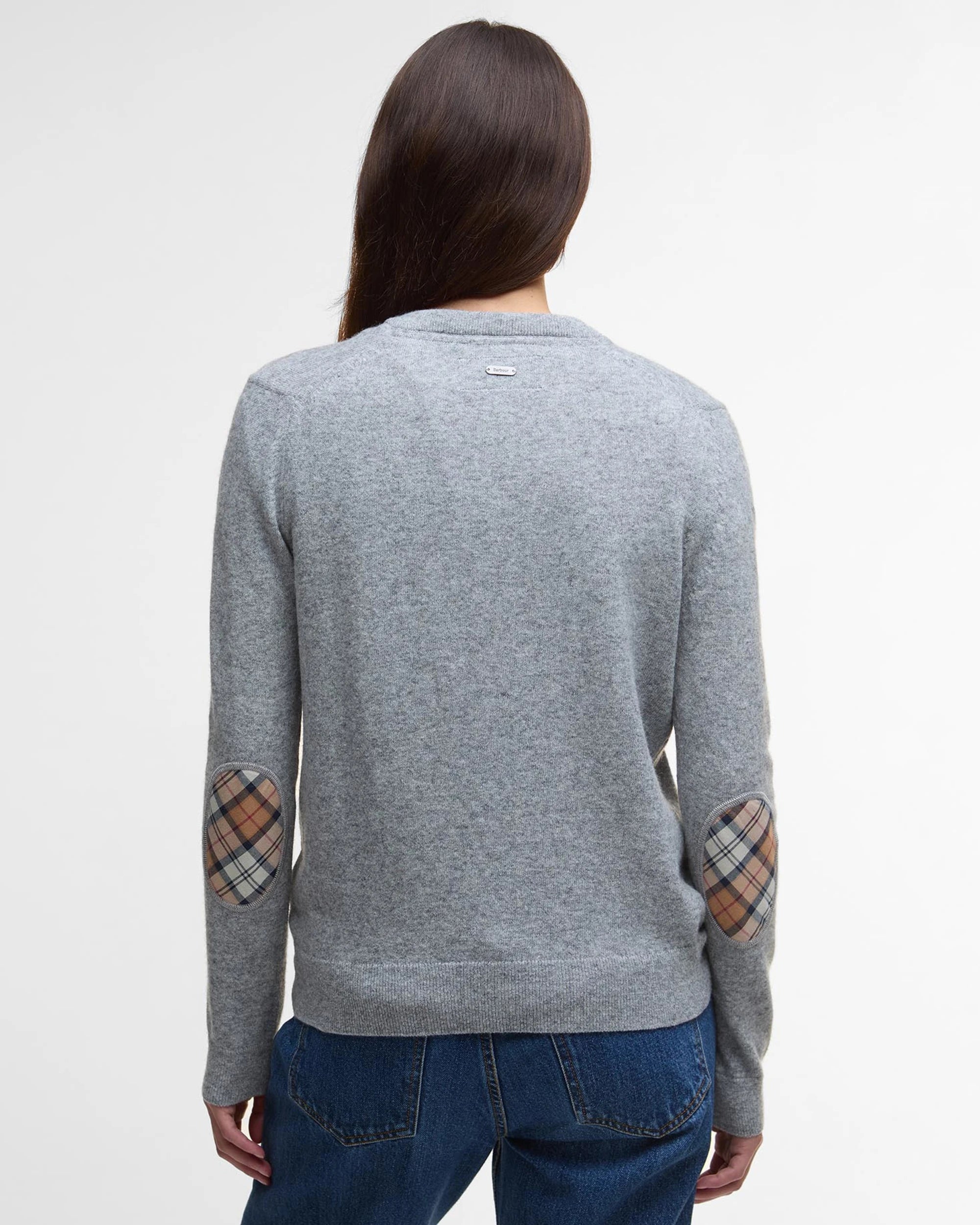 Barbour Pendle Knitted Cardigan - Grey Marl/Hessian Tartan