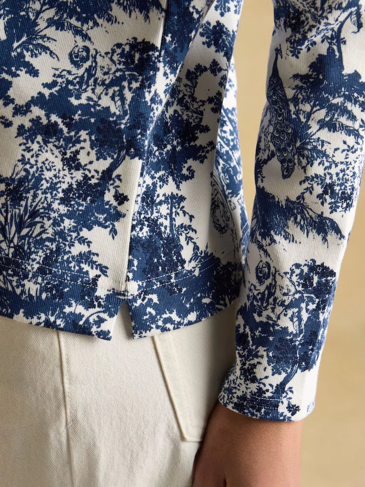 Joules Printed Harbour Top - Navy Safari