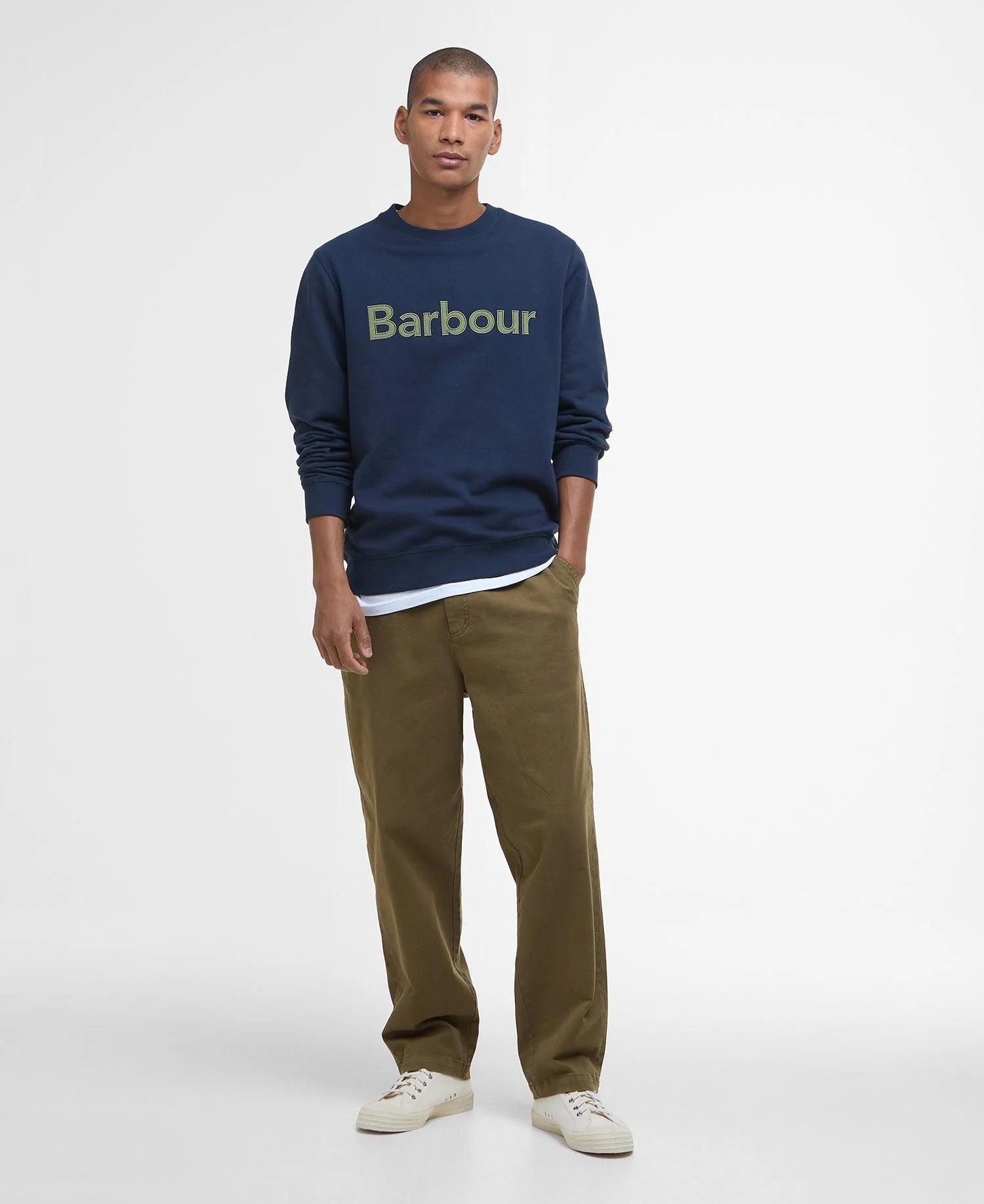 Barbour Pique Applique Crew Neck Sweatshirt - Navy