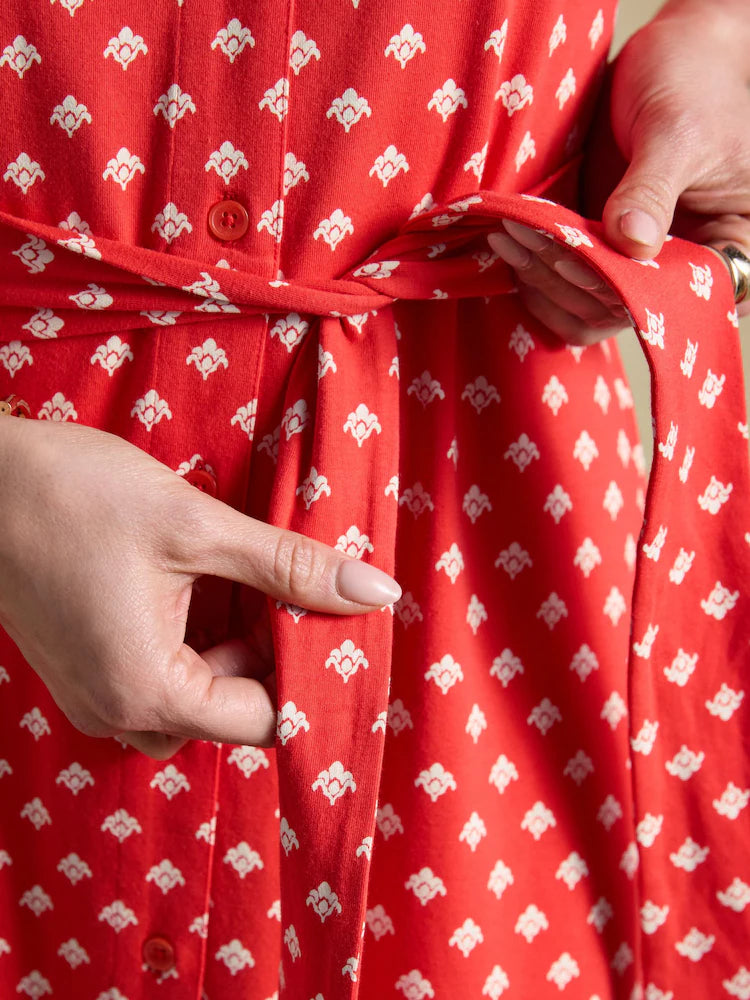 Joules Sabrina Red Foulard Midi Shirt Dress