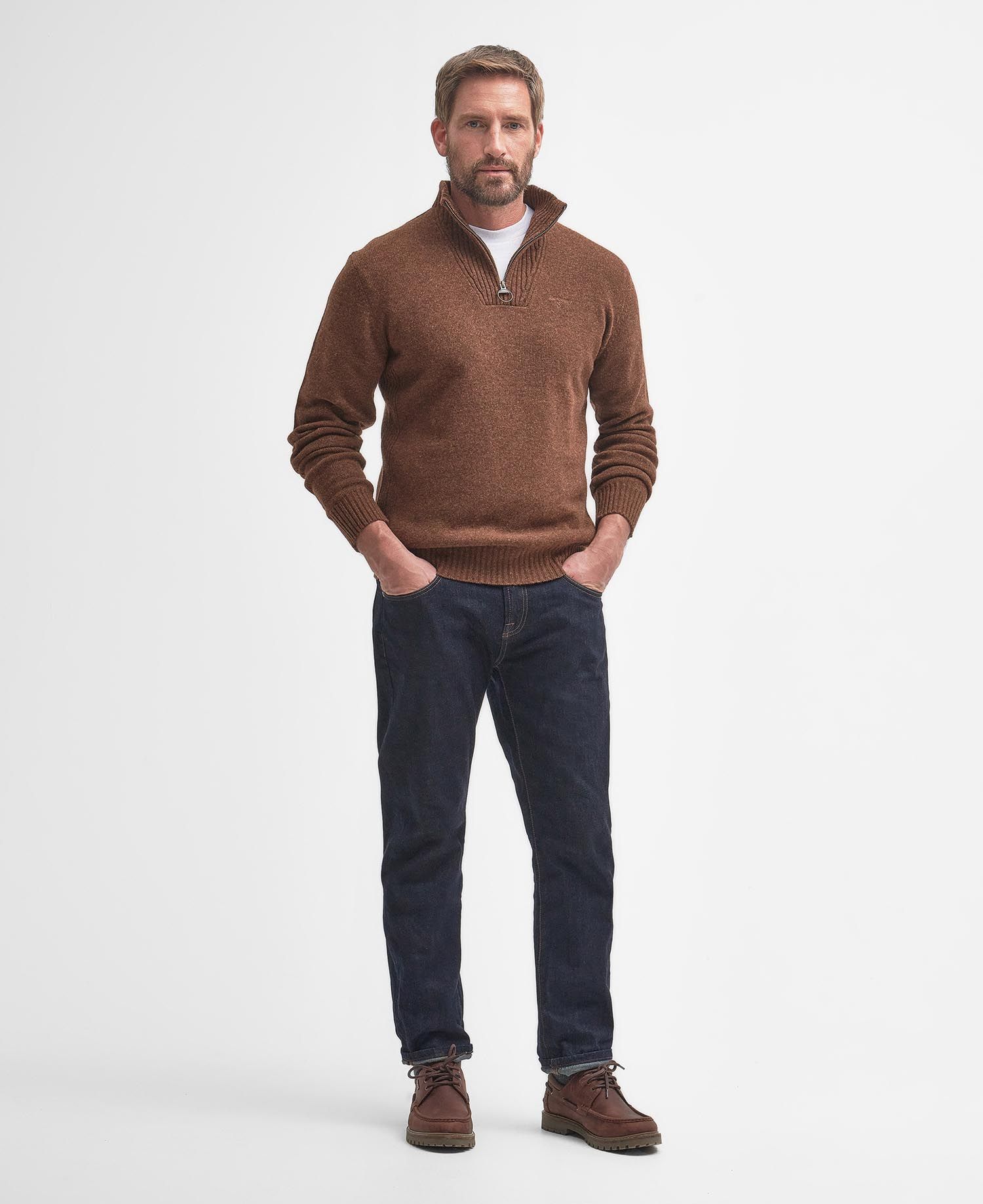 Barbour Essential Lambswool Half Zip - Sandstone