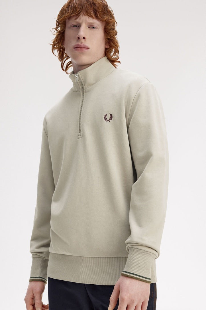Fred Perry Half Zip Sweatshirt - Warm Oat