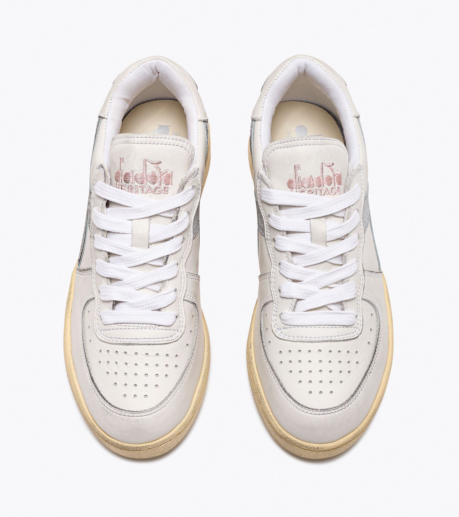 Diadora MI Basket Low Silver Heritage Trainers Womens - White/Silver