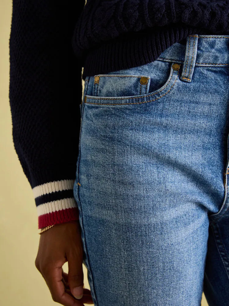 Joules Slim Straight Mid Blue Straight Fit Jeans