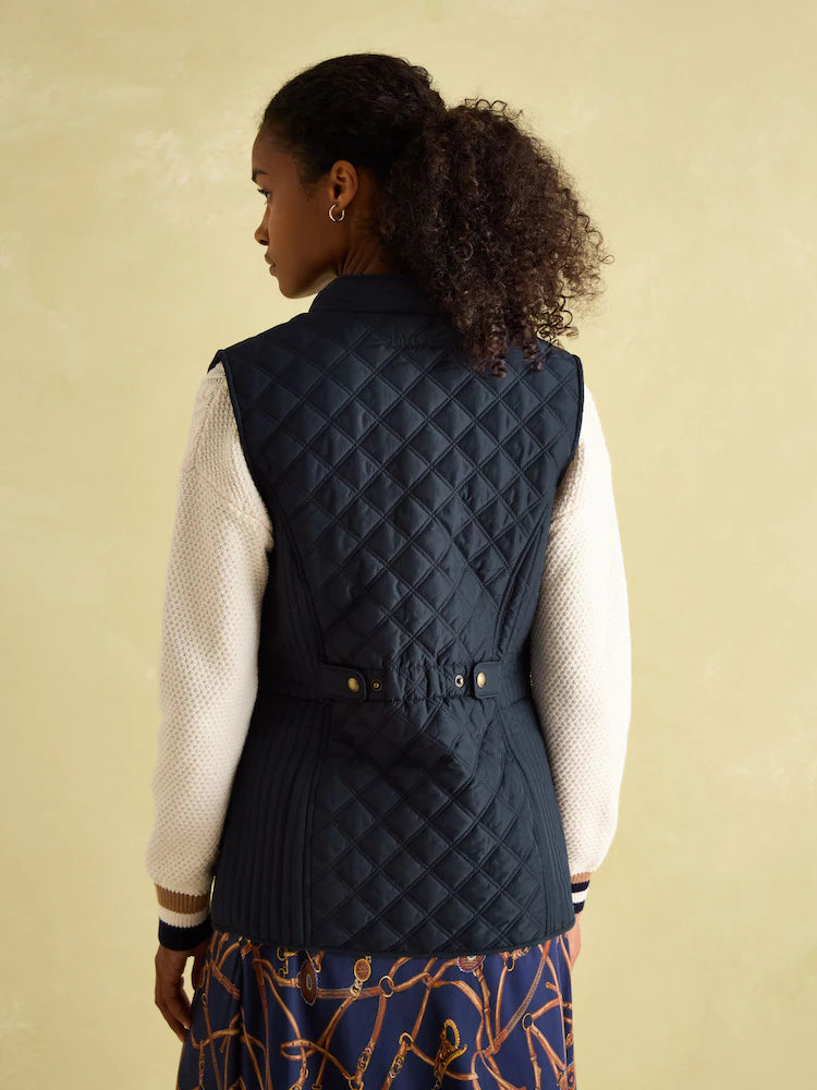 Joules Minx Navy Blue Showerproof Diamond Quilted Gilet - Navy