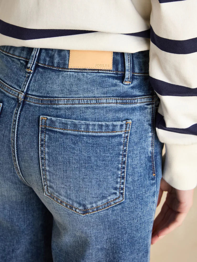 Joules Mid Wash Denim Mid-Rise Palazzo Jeans