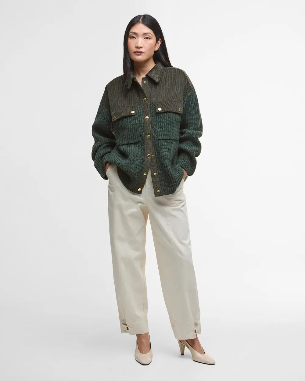Barbour International Maxine Knitted Overshirt - Olive