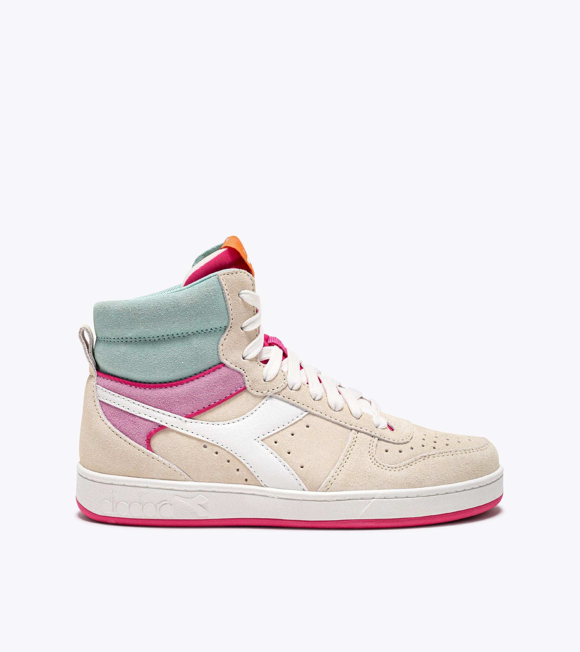 Diadora Magic Basket Mid Suede Womens - Whisper White/ Surf Spray