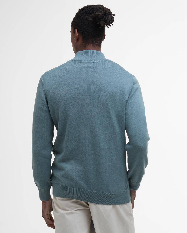 Barbour Cotton Half Zip Knitted Jumper - Vintage Teal